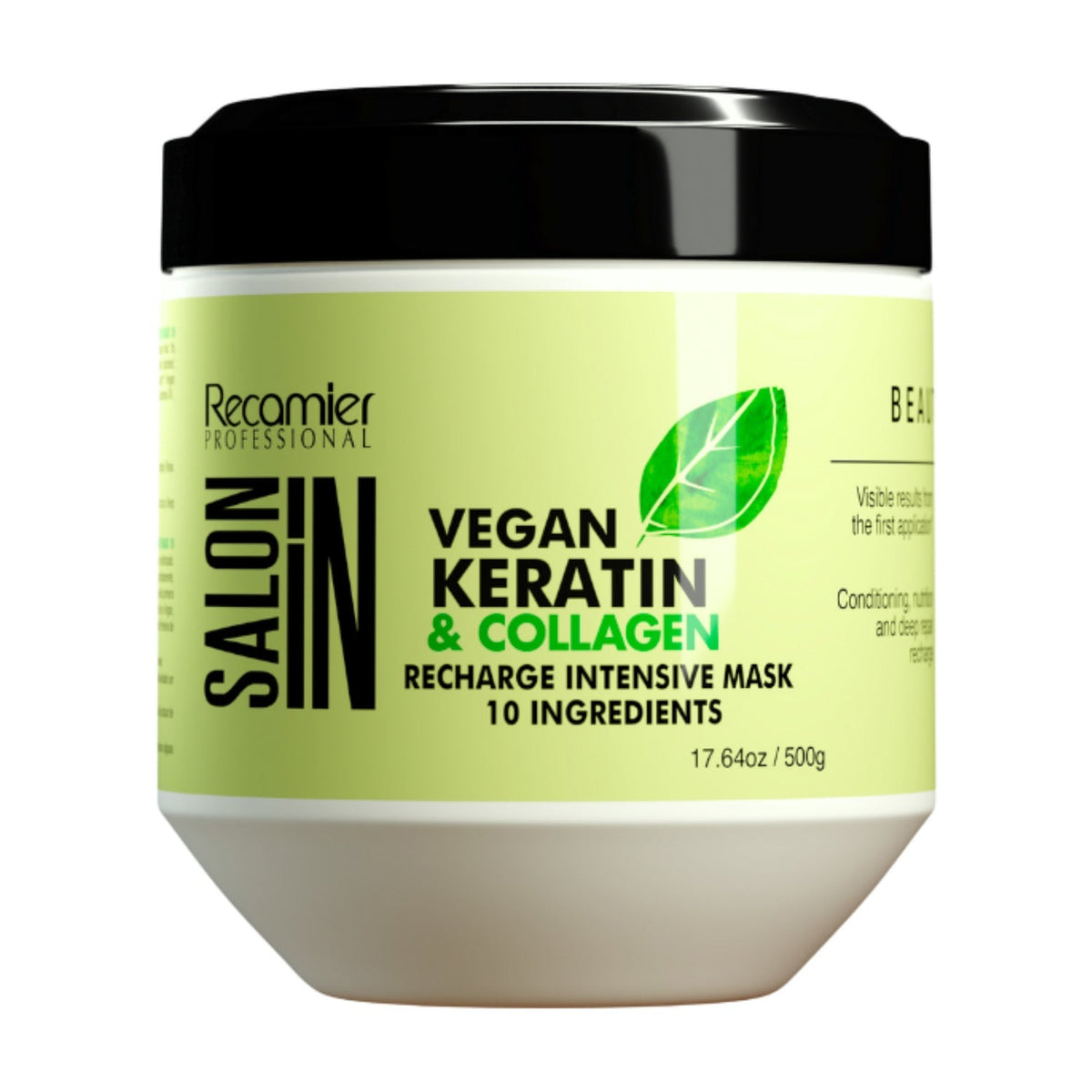 Recamier Salon In Vegan Keratin & Collagen Recharge Intensive Mask, 17.64 oz (500 g)