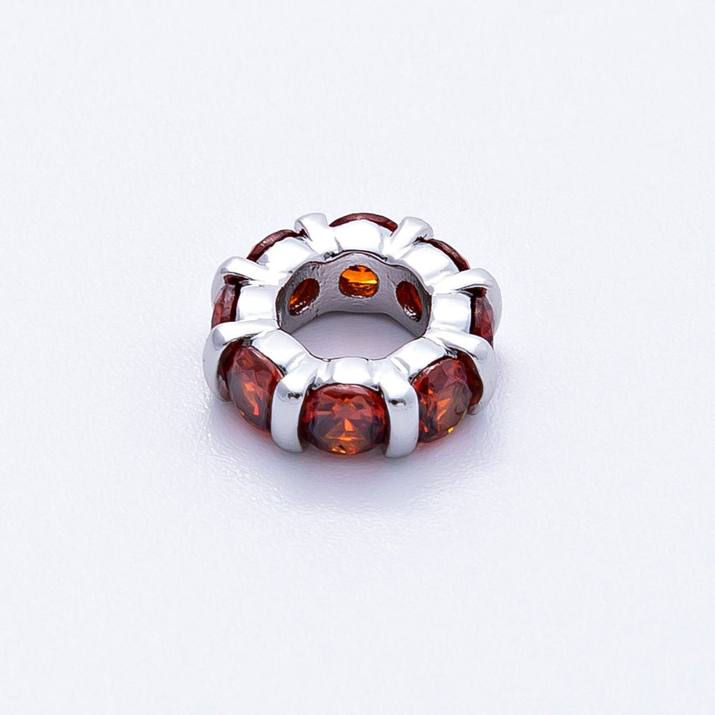 10.5mm Personalized Birthstone Micro Paved Round CZ Rondelle Spacer Set | Beads-00101 ~ Beads-00112