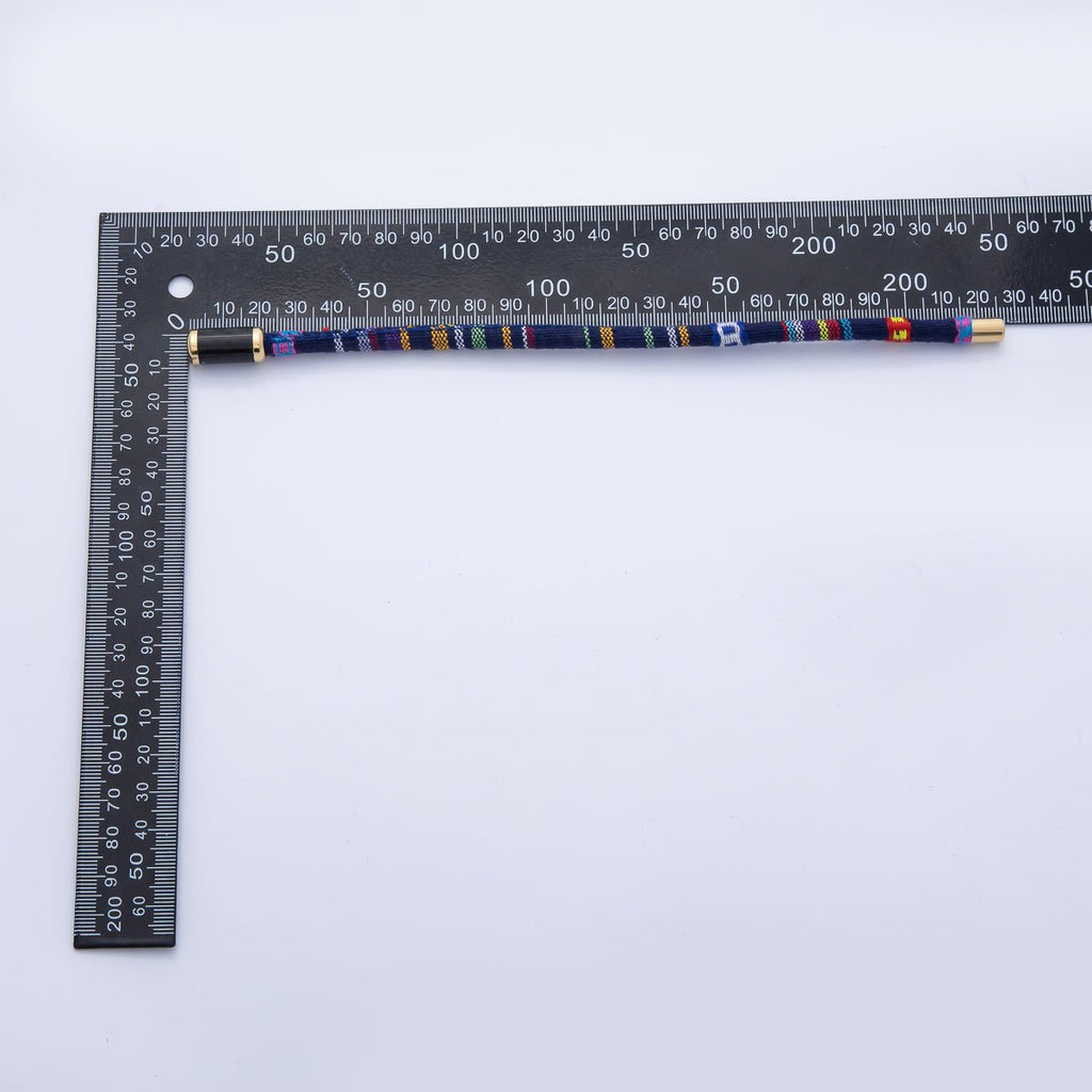 10mm Blue Multicolor Embroidered Fabric Cord 8.86 Inch Bracelet | WA-3960