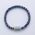 10mm Blue Woven Embroidered Fabric Cord 8.86 Inch Bracelet | WA-3963