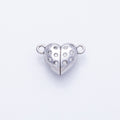 16K Gold Filled 10mm CZ Dotted Magnetic Heart Connector Closure Findings in Gold & Silver | Findings-00029