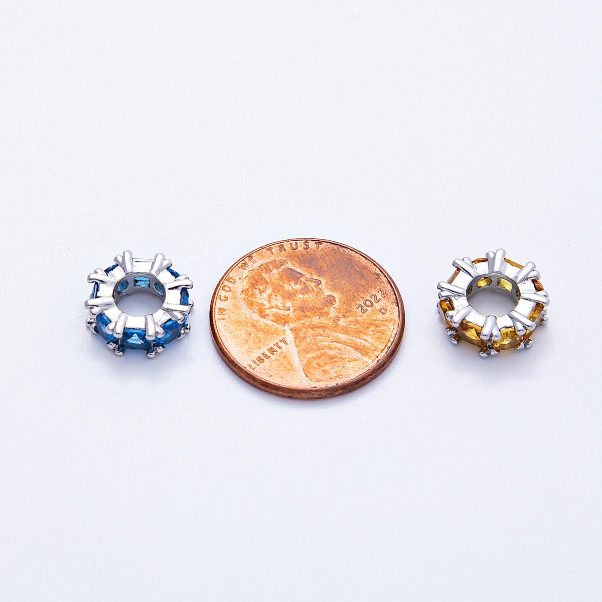 10mm Personalized Baguette Birthstone CZ Rondelle Spacer Set | Beads-00077 ~ Beads-00088