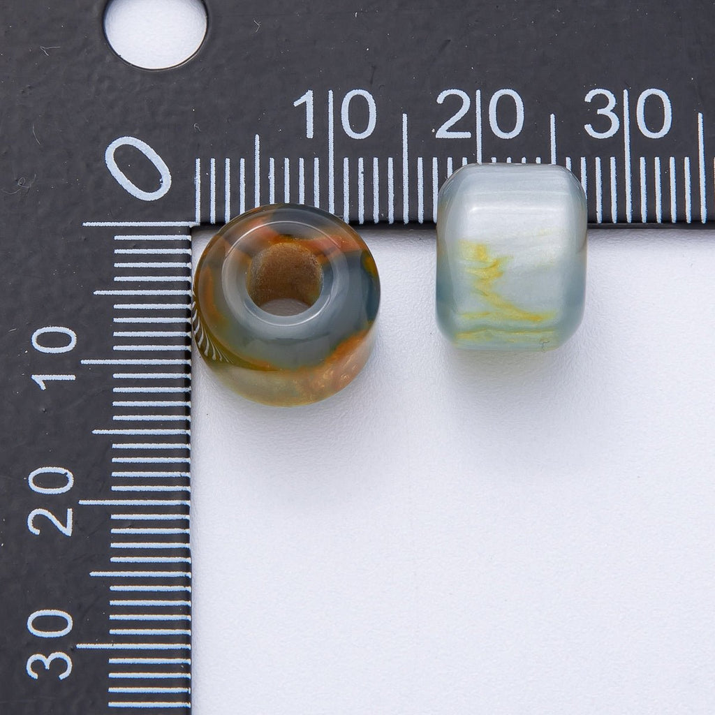 10pcs 12.5mm Blue, Pink, Grey, Yellow, Brown Glitter Acrylic Resin Rondelle Bead | B549 - B851