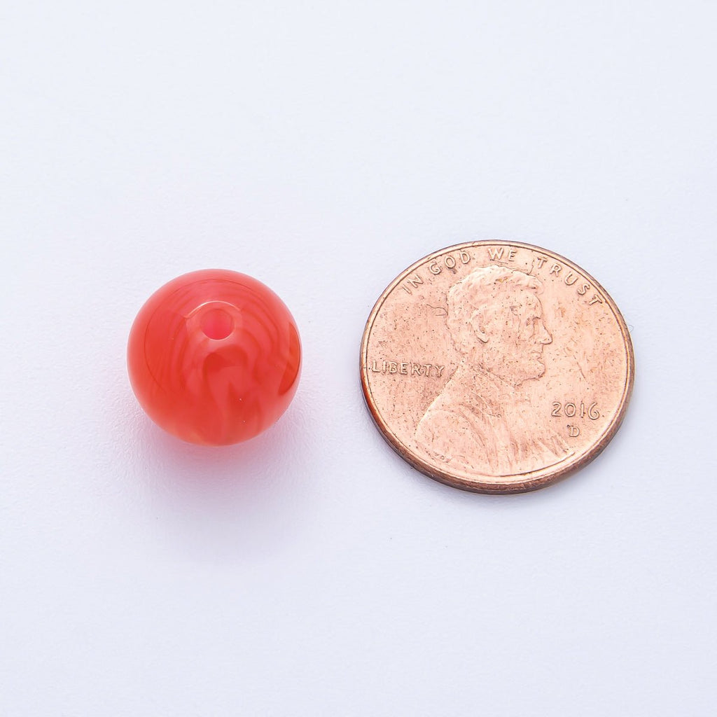 10pcs 12mm Black, White, Blue, Green, Grey, Pink, Red, Teal Glitter Resin Round Bead | B686 - B694