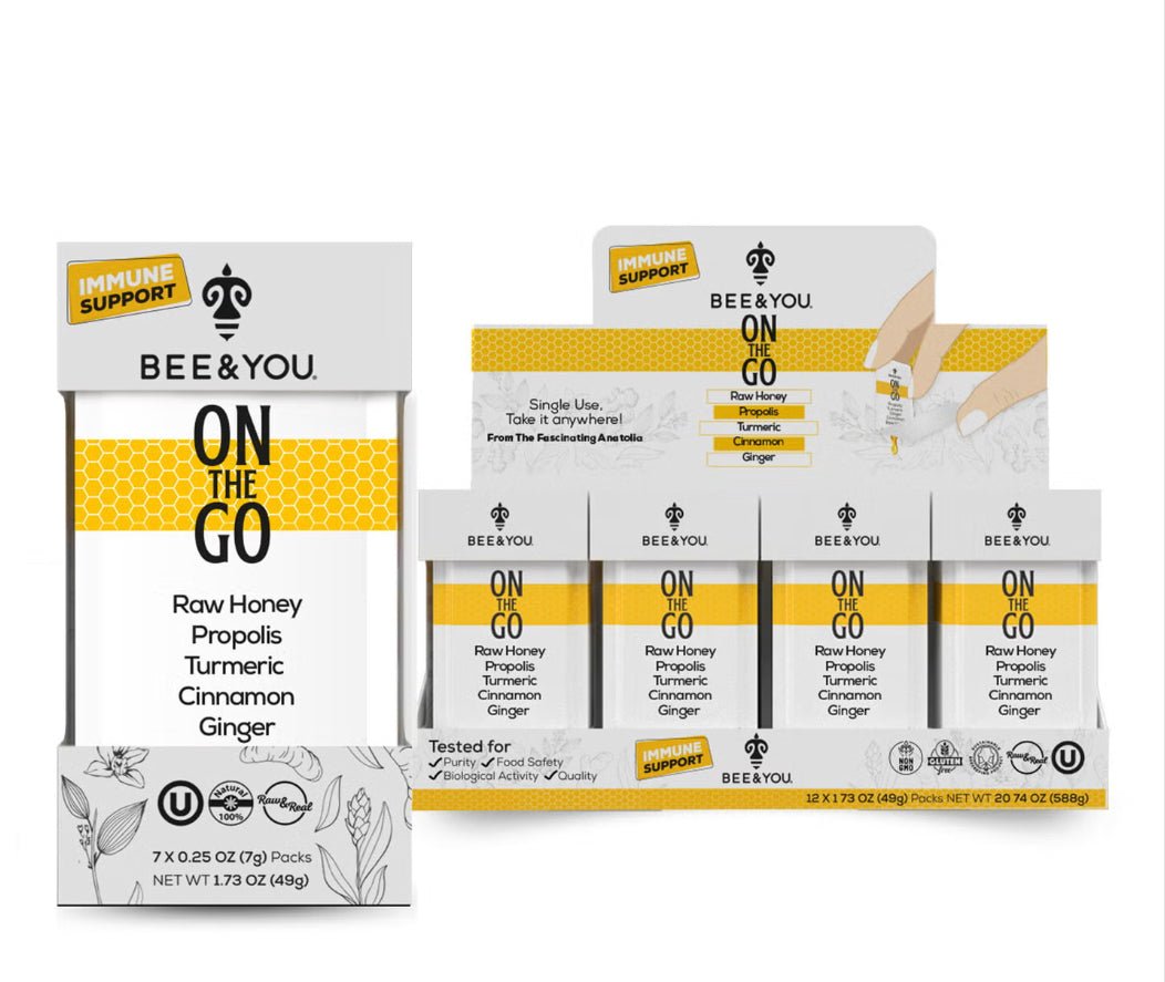 Bee & You On the Go Immunity Honey Packets, 1.73 oz (12 Boxes of 7 Packets)