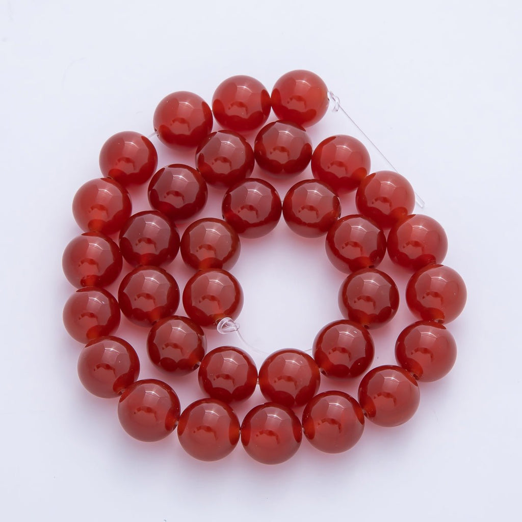 12.5mm Red Carnelian Round Gemstone Bead Strand Findings | WA-1264 WA-3460 WA-3481
