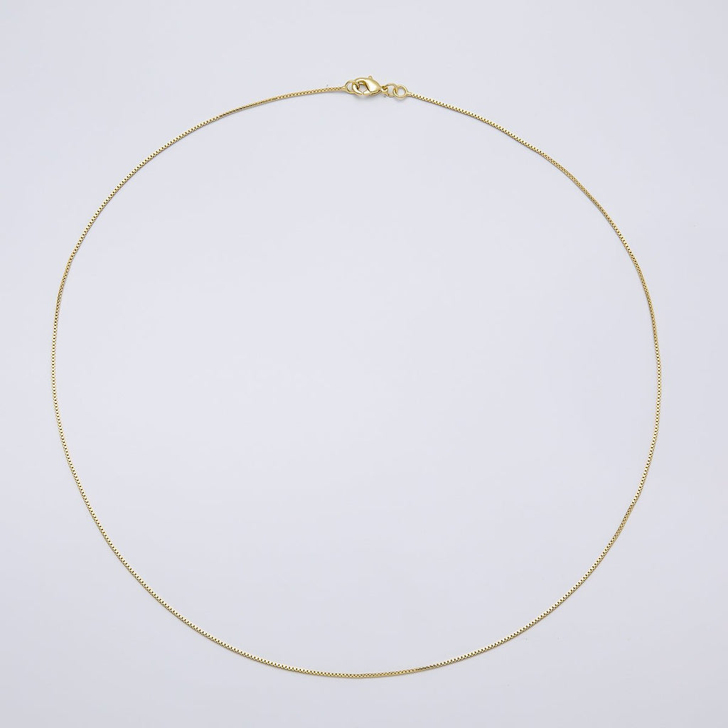 14K Gold Filled 0.8mm Minimalist Box Chain 19.5 Inch Necklace | WA-04274