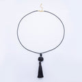 14K Gold Filled Black, White 10mm Seashell Bead Tassel Cord Chain Necklace | WA-04072 WA-01560