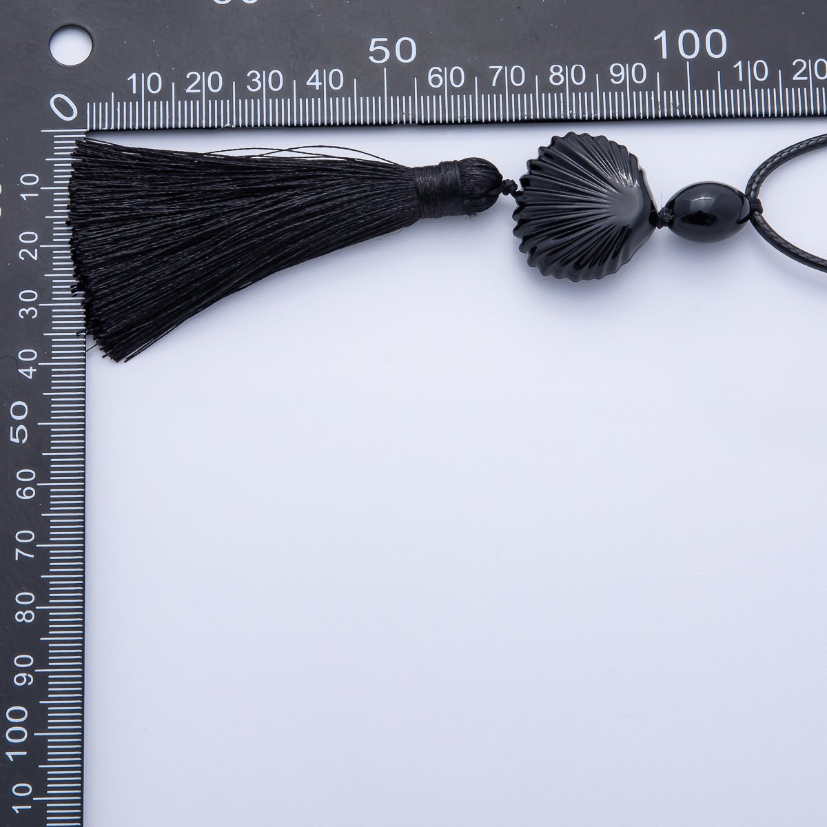 14K Gold Filled Black, White 10mm Seashell Bead Tassel Cord Chain Necklace | WA-04072 WA-01560