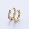 14K Gold Filled 12.5mm Clear CZ Round Baguette Cartilage Huggie Earrings | Earrings-00096
