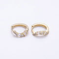 14K Gold Filled 12mm CZ Curved Cluster Cartilage Huggie Earrings | Earrings-00399
