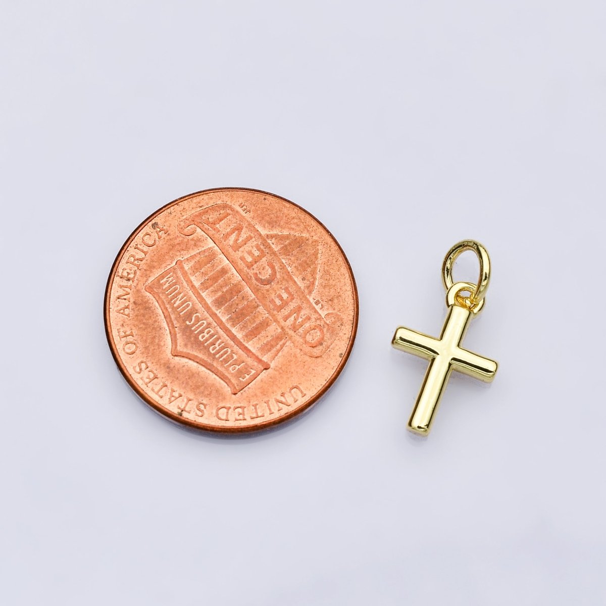 14K Gold Filled 12mm Minimalist Cross Mini Charm | AH638