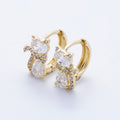 14K Gold Filled 13mm Clear, Green, Red CZ Micro Paved Cat Kitten Pet Huggie Set | Earrings-00189 ~ Earrings-00191