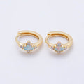 14K Gold Filled 13mm CZ White Opal Cartilage Solitaire Huggie | Earrings-00458