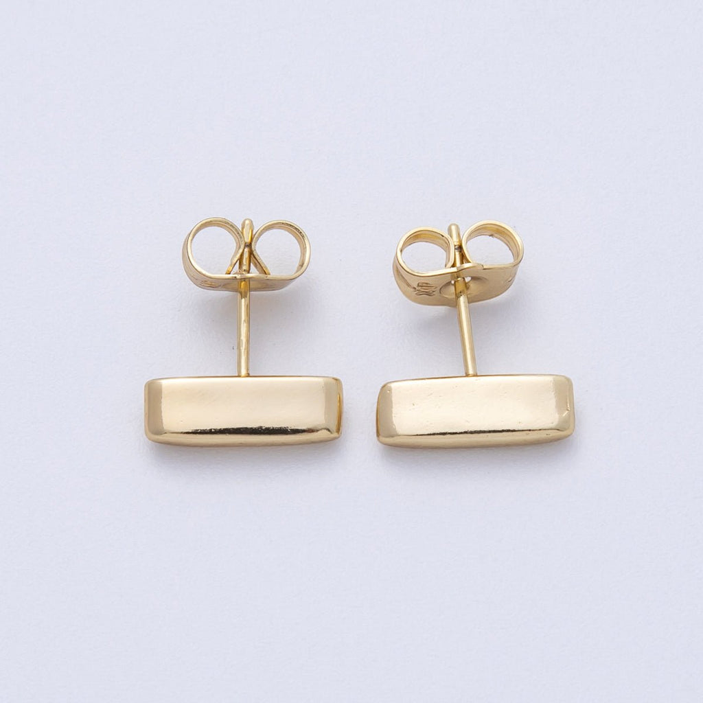 14K Gold Filled 14.5mm Minimalist Rectangular Stud Earrings | Earrings-00026