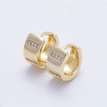 14K Gold Filled 14mm Micro Paved CZ Linear Huggie Earrings | Earrings-00355
