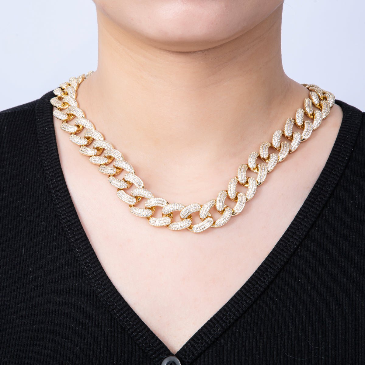 14K Gold Filled 15.3mm Micro Paved CZ Miami Cuban Curb Chain 20 Inch Necklace Iced Statement Jewelry WA-4089