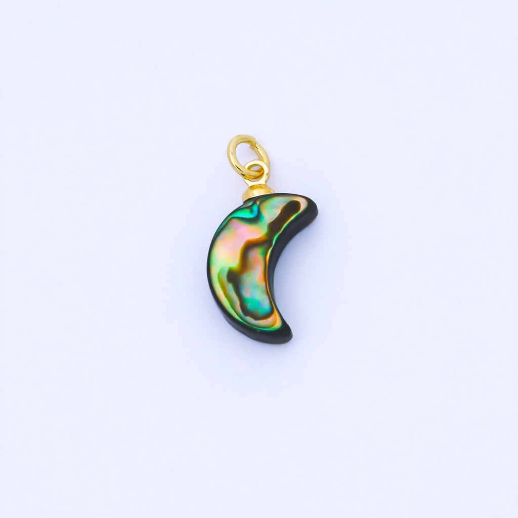 14K Gold Filled 15.5mm Abalone Crescent Moon Charm | AF585