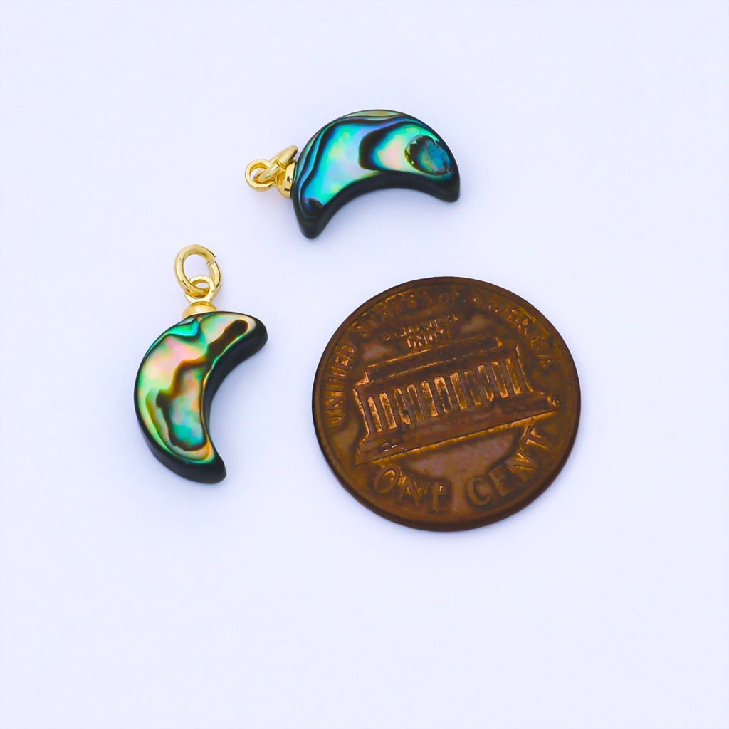14K Gold Filled 15.5mm Abalone Crescent Moon Charm | AF585