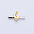 14K Gold Filled 15.5mm CZ Heart Bar Mini Mixed Metal Charm | Charms-00043