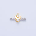 14K Gold Filled 15.5mm Micro Paved CZ Heart Bar Mini Mixed Metal Charm | Charms-00044