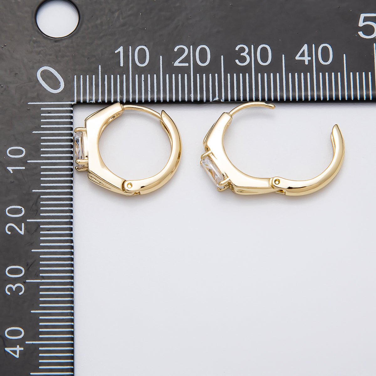 14K Gold Filled 15mm Baguette Micro Paved Cartilage Hexagon Huggie Earrings | Earrings-00271