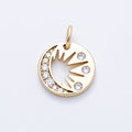 14K Gold Filled 15mm Micro Paved CZ Celestial Moon Sun Round Charm | Charms-000328