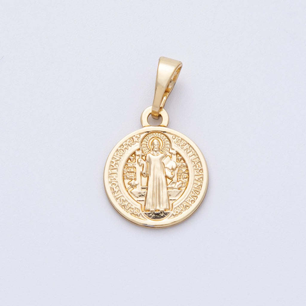 14K Gold Filled 15mm Saint Benedict Medal Double Sided Round Pendant | Charms-00072