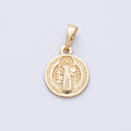 14K Gold Filled 15mm Saint Benedict Medal Double Sided Round Pendant | Charms-00072