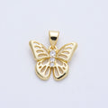 14K Gold Filled 17mm Micro Paved CZ Open Butterfly Insect Pendant | Charms-00365