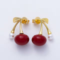 14K Gold Filled 18.5mm Shell Pearl Cherry Stud | Earrings-00645