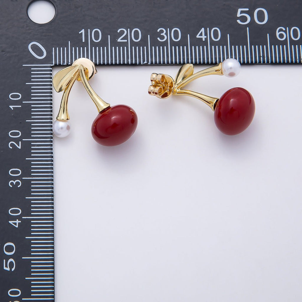 14K Gold Filled 18.5mm Shell Pearl Cherry Stud | Earrings-00645
