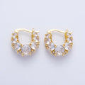14K Gold Filled 18.8mm Clear CZ Gradient Latch Hoop Earrings in Gold & Silver | Earrings-00004-00005