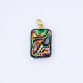 14K Gold Filled 18mm Abalone Pearl Gemstone Rectangle Tag Charm | AF584