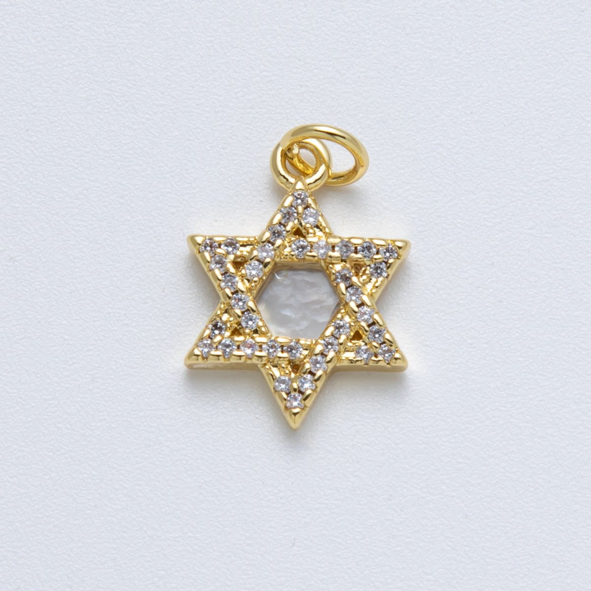 14K Gold Filled 18mm Shell Pearl Micro Paved CZ Star of David Religious Charm in Gold & Silver | Charms-00018 Charms-01682