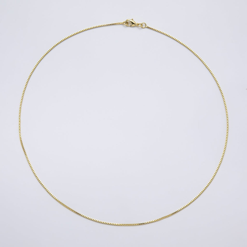 14K Gold Filled 1mm Minimalist Box Chain 18 Inch, 20 Inch Necklace | WA-04275 - WA-04276