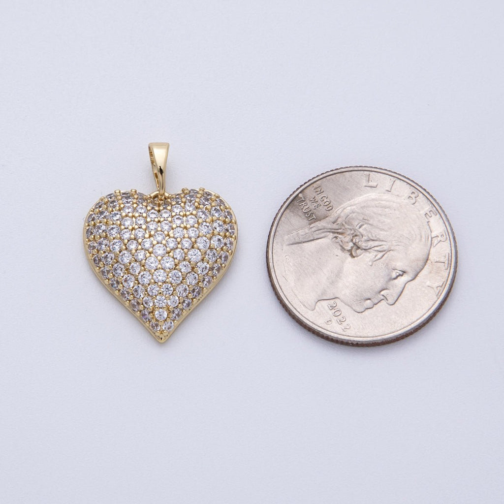 14K Gold Filled 20mm Micro Paved CZ Heart Pendant | CHARMS-00132