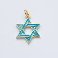 14K Gold Filled 20mm Teal Turquoise Enamel Star of David Open Charm | Charms-00017