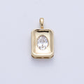 14K Gold Filled 21mm Oval CZ Rectangle Bezel Pendant | Charms-00086