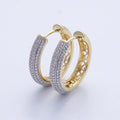 14K Gold Filled 22.5mm Filigree Micro Paved CZ Mixed Metal Hoop Earrings | Earrings-00070