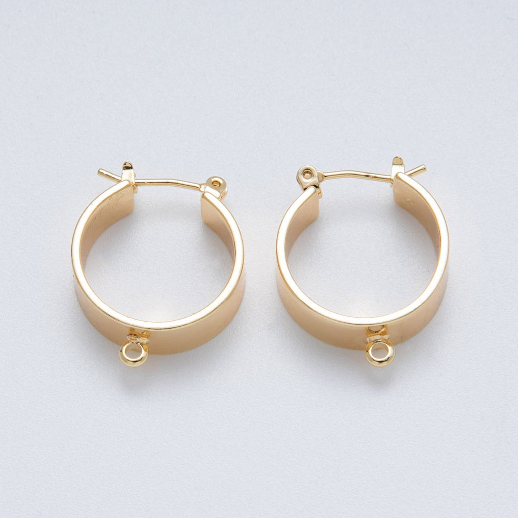 14K Gold Filled 22mm Minimalist Wide Drop Latch Hoop Earrings Findings | Findings-400003