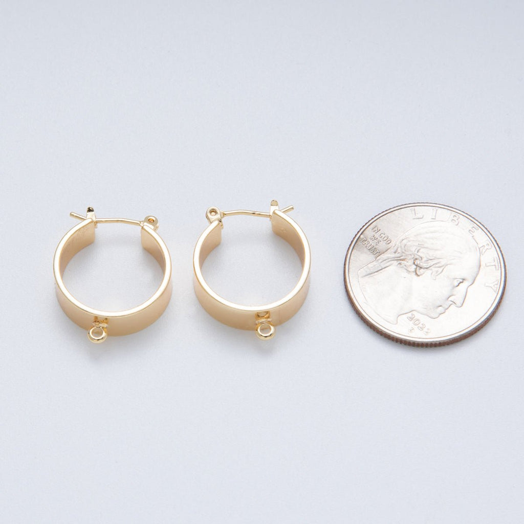 14K Gold Filled 22mm Minimalist Wide Drop Latch Hoop Earrings Findings | Findings-400003