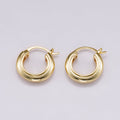 14K Gold Filled 23mm Minimalist Lined Dome Latch Hoop Earrings in Gold & Silver | Earrings-00318 Earrings-00319