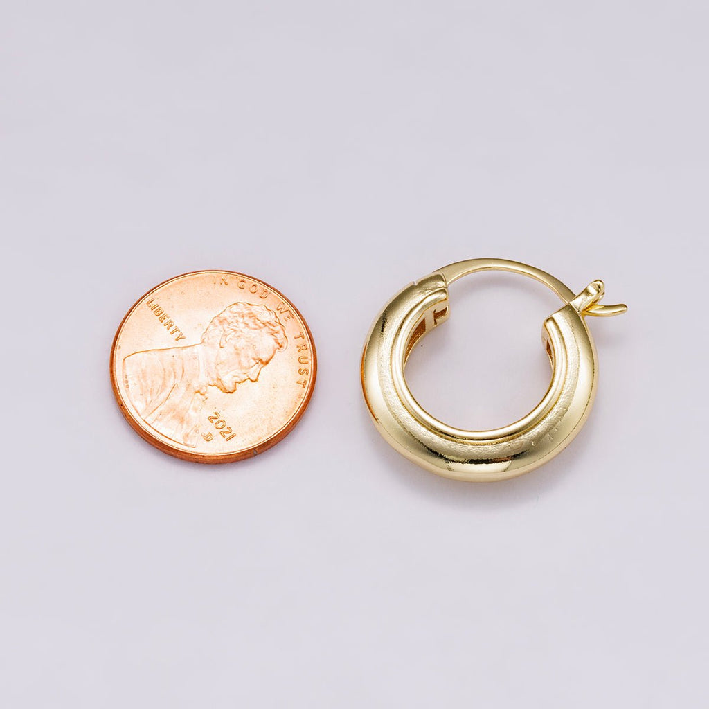 14K Gold Filled 23mm Minimalist Lined Dome Latch Hoop Earrings in Gold & Silver | Earrings-00318 Earrings-00319