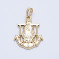 14K Gold Filled 23mm Mother Mary Anchor Religious Pendant | Charms-00454