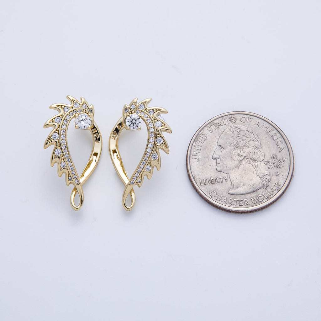 14K Gold Filled 25mm Micro Paved CZ Curved Spiked Hoop Earrings Set | Earrings-00102