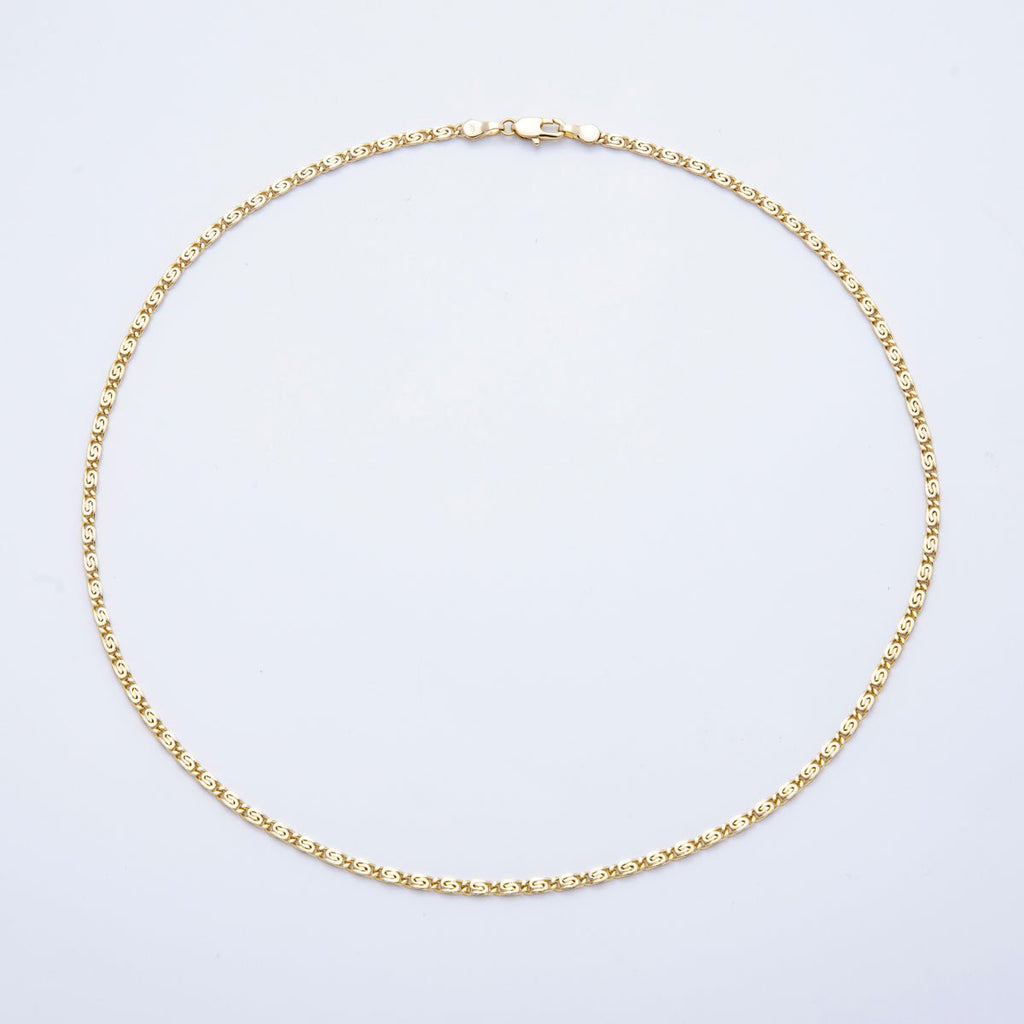 14K Gold Filled 2.5mm Minimalist Scroll Chain 18 Inch Necklace | WA-04195