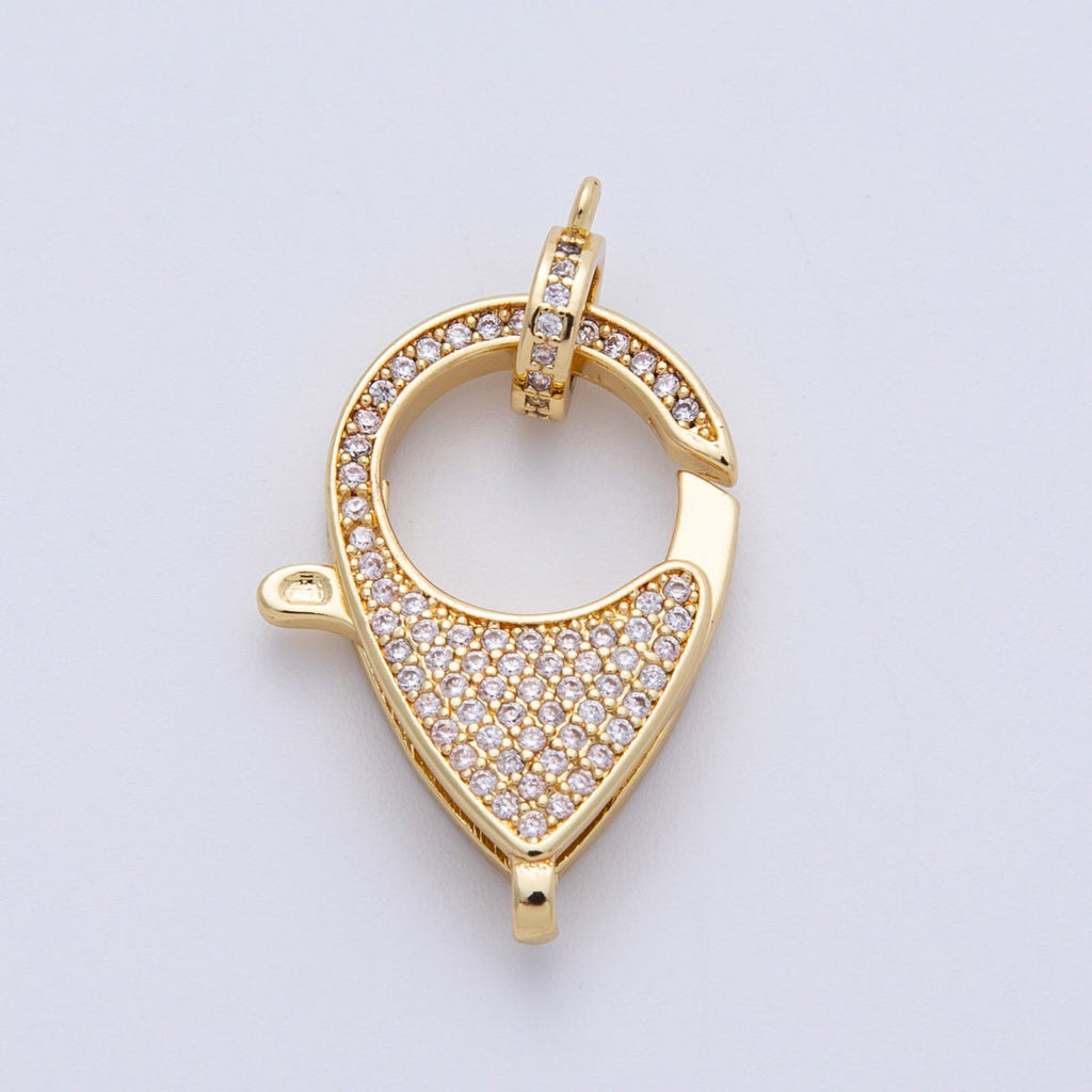 14K Gold Filled 26.5mm Micro Paved CZ Lobster Claw Clasps Finding | Z1524