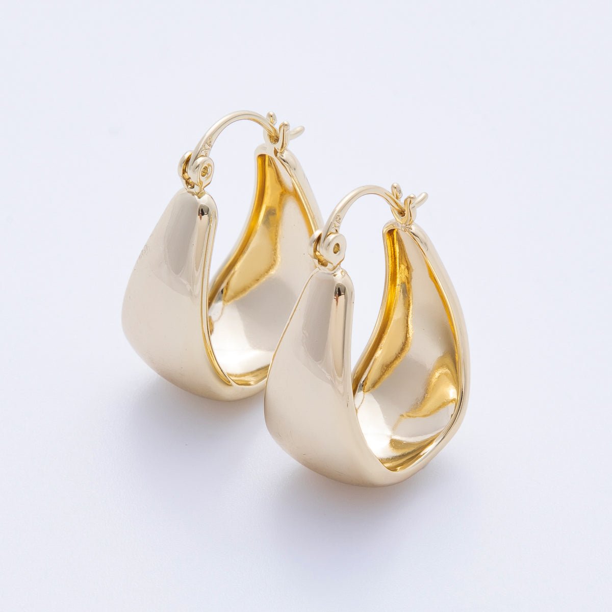 14K Gold Filled 27mm Minimalist Wide U-Shaped Dome Latch Hoop | Earrings-00188