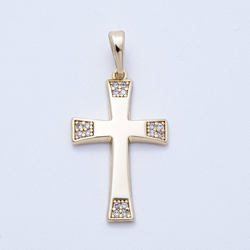 14K Gold Filled 29mm Micro Paved CZ Passion Cross Pendant | Charms-00352